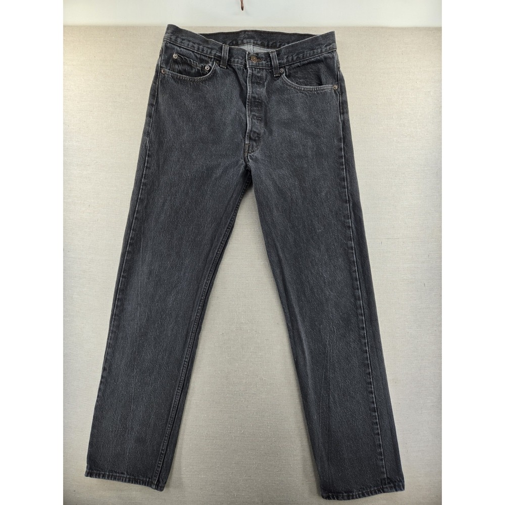 VTG 90s Levis 501 0658 Black Charcoal Jeans Made In USA Tag 34x34 Fits 32x32"